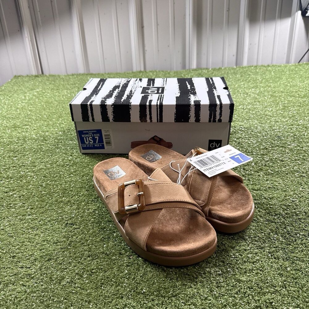 DV Dolce Vita Women's Size 7 Tan Buckle Slide Sandals New